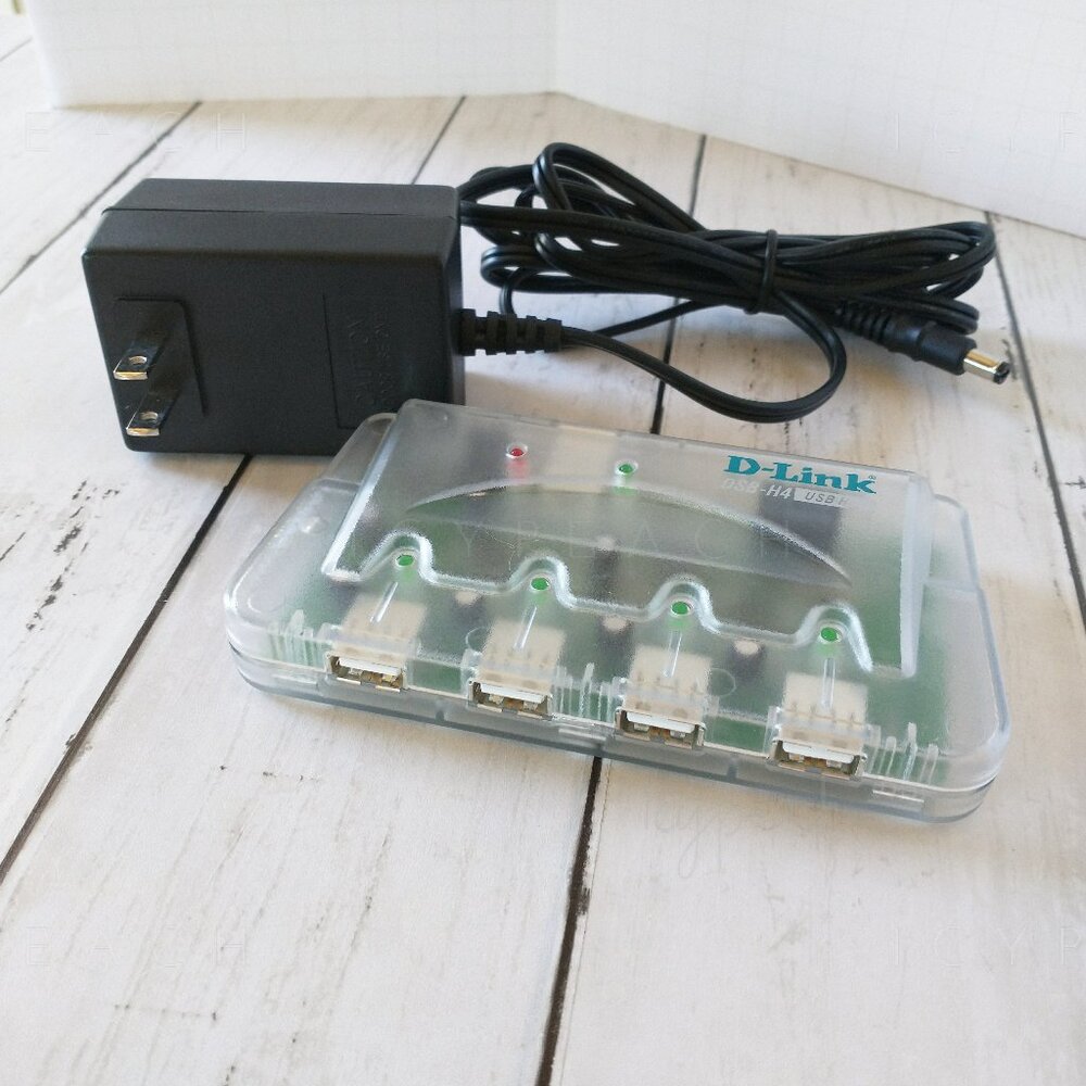 D-Link Powered USB Hub DSB-H4 4 Ports w/ Power Supply (No USB Cable) LED Light